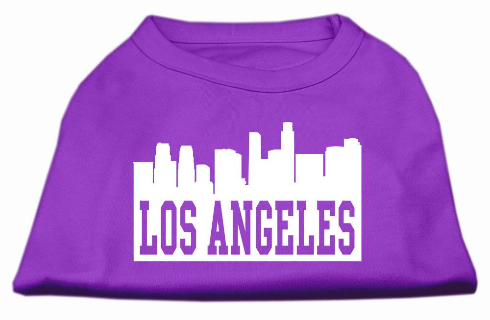 Los Angeles Skyline Screen Print Shirt Purple Lg (14)