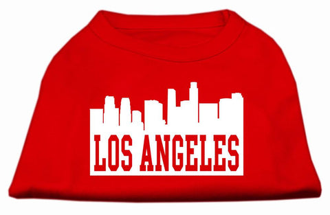 Los Angeles Skyline Screen Print Shirt Red Lg (14)