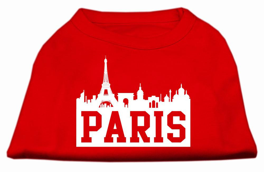 Paris Skyline Screen Print Shirt Red Lg (14)