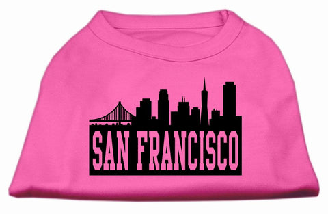 San Francisco Skyline Screen Print Shirt Bright Pink Med (12)