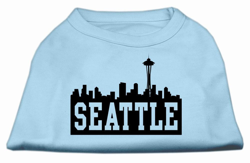 Seattle Skyline Screen Print Shirt Baby Blue Lg (14)