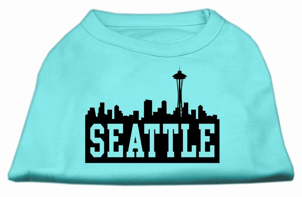 Seattle Skyline Screen Print Shirt Aqua Sm (10)