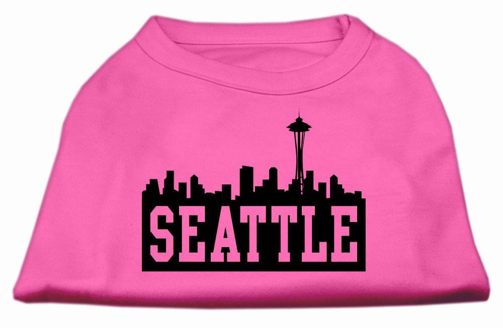 Seattle Skyline Screen Print Shirt Bright Pink Sm (10)