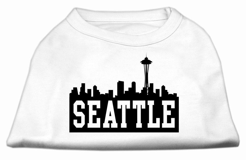 Seattle Skyline Screen Print Shirt White Sm (10)