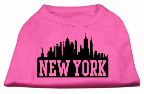 New York Skyline Screen Print Shirt Bright Pink Lg (14)