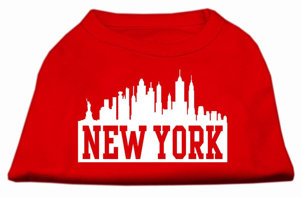 New York Skyline Screen Print Shirt Red Med (12)