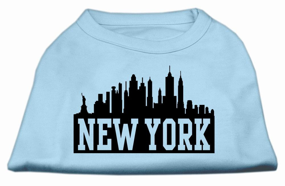 New York Skyline Screen Print Shirt Baby Blue XS (8)