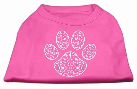 Henna Paw Screen Print Shirt Bright Pink Lg (14)