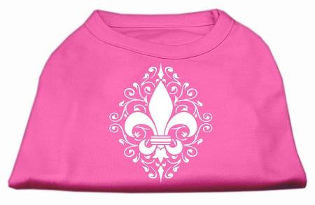 Henna Fleur De Lis Screen Print Shirt Bright Pink Lg (14)