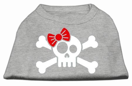 Skull Crossbone Bow Screen Print Shirt Grey Lg (14)