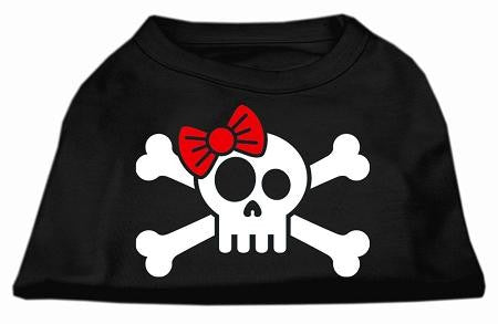 Skull Crossbone Bow Screen Print Shirt Black XS (8)