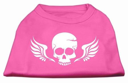 Skull Wings Screen Print Shirt Bright Pink Lg (14)