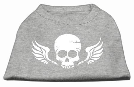 Skull Wings Screen Print Shirt Grey Med (12)