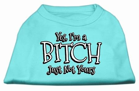 Yes Im a Bitch Just not Yours Screen Print Shirt Aqua Lg (14)