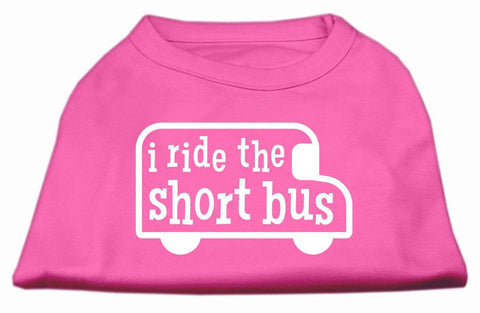 I ride the short bus Screen Print Shirt Bright Pink L (14)