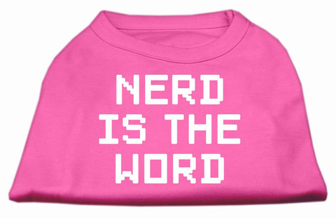 Nerd is the Word Screen Print Shirt Bright Pink L (14)