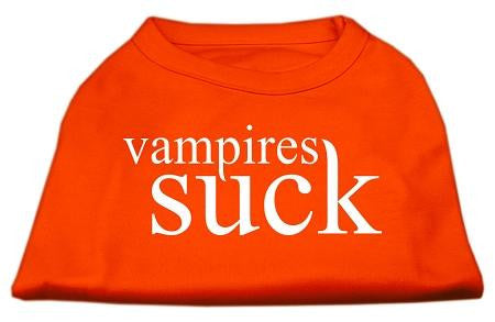 Vampires Suck Screen Print Shirt Orange Sm (10)