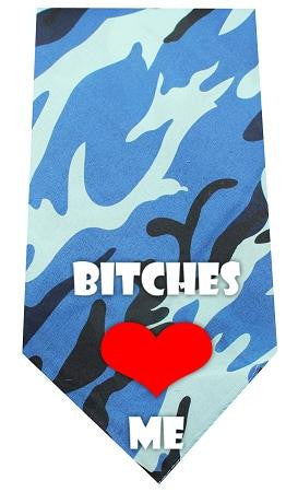 Bitches Love Me Screen Print Bandana Blue Camo