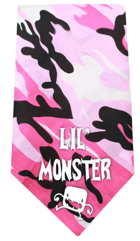 Lil Monster Screen Print Bandana Pink Camo