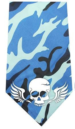 Skull Wings Screen Print Bandana Blue Camo