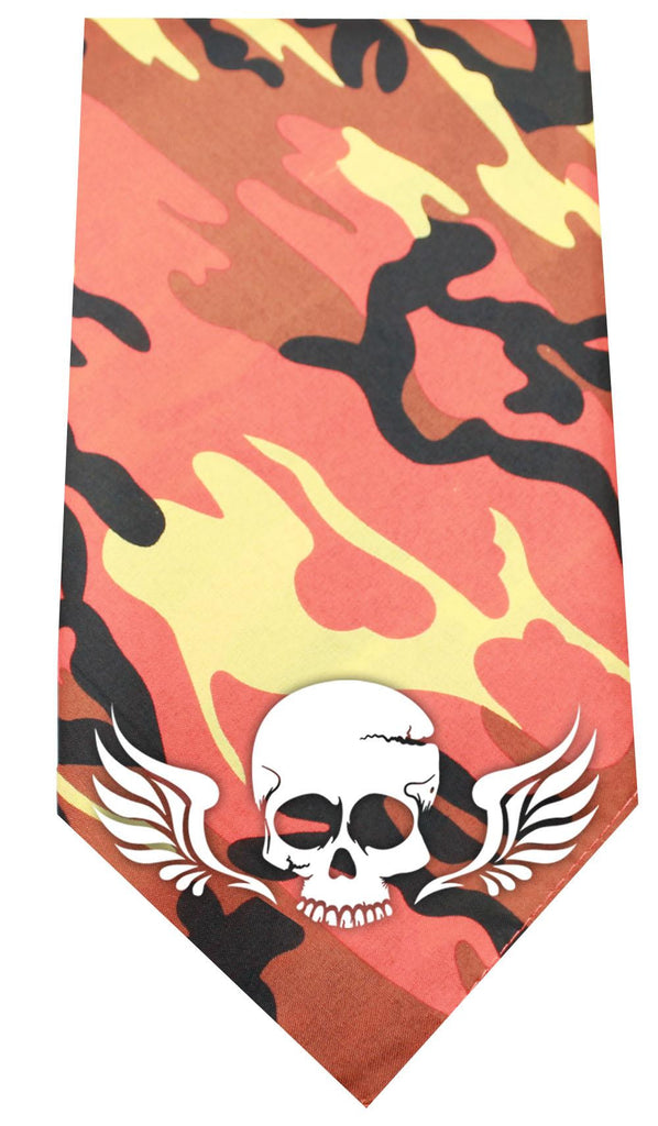 Skull Wings Screen Print Bandana Orange Camo