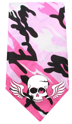 Skull Wings Screen Print Bandana Pink Camo