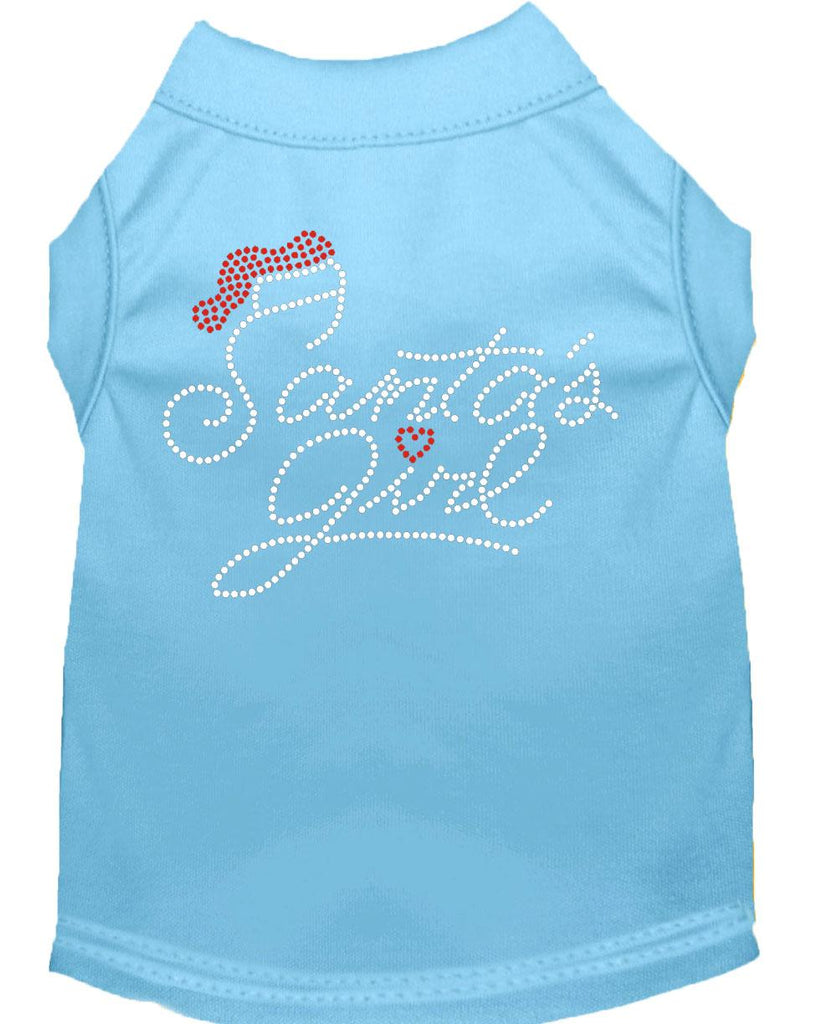 Santa's Girl Rhinestone Dog Shirt Baby Blue Xs (8)