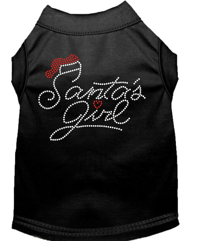 Santa's Girl Rhinestone Dog Shirt Black Lg (14)