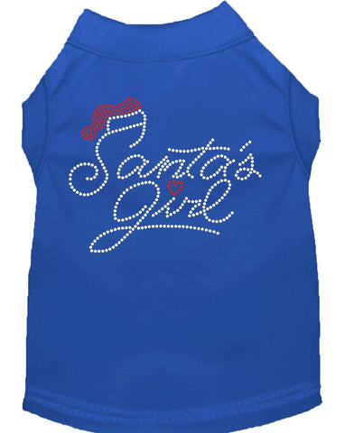 Santa's Girl Rhinestone Dog Shirt Blue Lg (14)