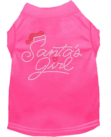 Santa's Girl Rhinestone Dog Shirt Bright Pink Xs (8)