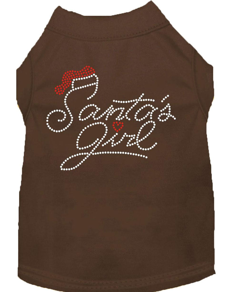 Santa's Girl Rhinestone Dog Shirt Brown Xs (8)