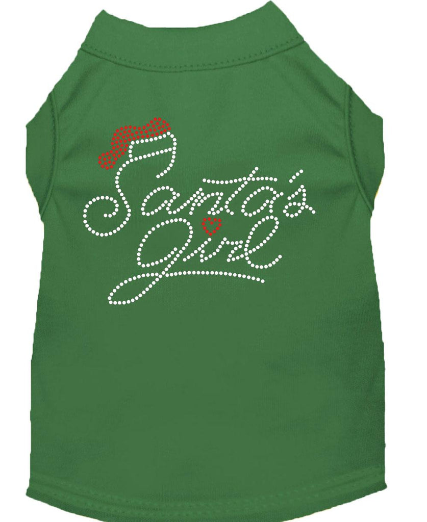 Santa's Girl Rhinestone Dog Shirt Green Xs (8)