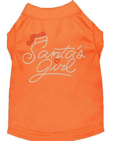 Santa's Girl Rhinestone Dog Shirt Orange Lg (14)