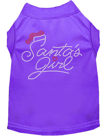 Santa's Girl Rhinestone Dog Shirt Purple Lg (14)