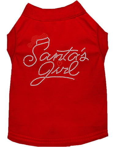 Santa's Girl Rhinestone Dog Shirt Red Xs (8)