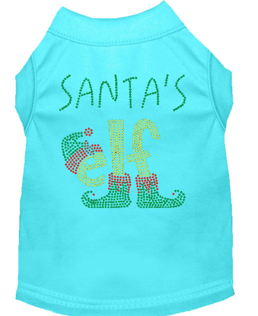 Santa's Elf Rhinestone Dog Shirt Aqua Xs (8)