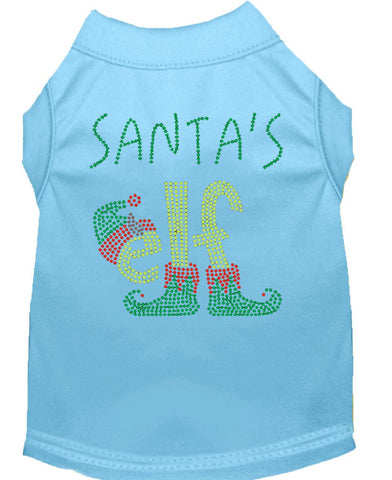 Santa's Elf Rhinestone Dog Shirt Baby Blue Xs (8)