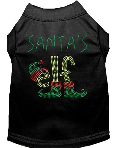 Santa's Elf Rhinestone Dog Shirt Black Xs (8)