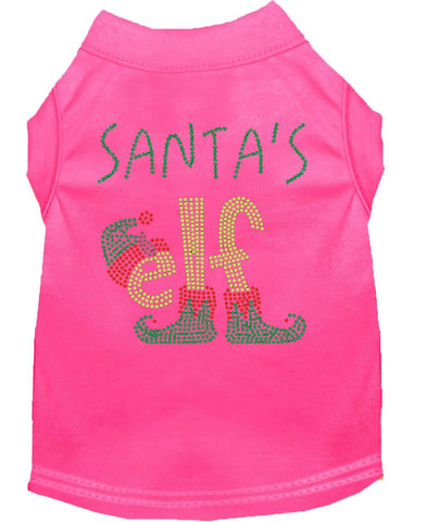 Santa's Elf Rhinestone Dog Shirt Bright Pink Lg (14)