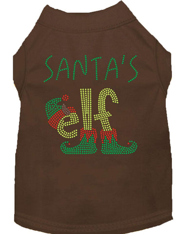 Santa's Elf Rhinestone Dog Shirt Brown Lg (14)