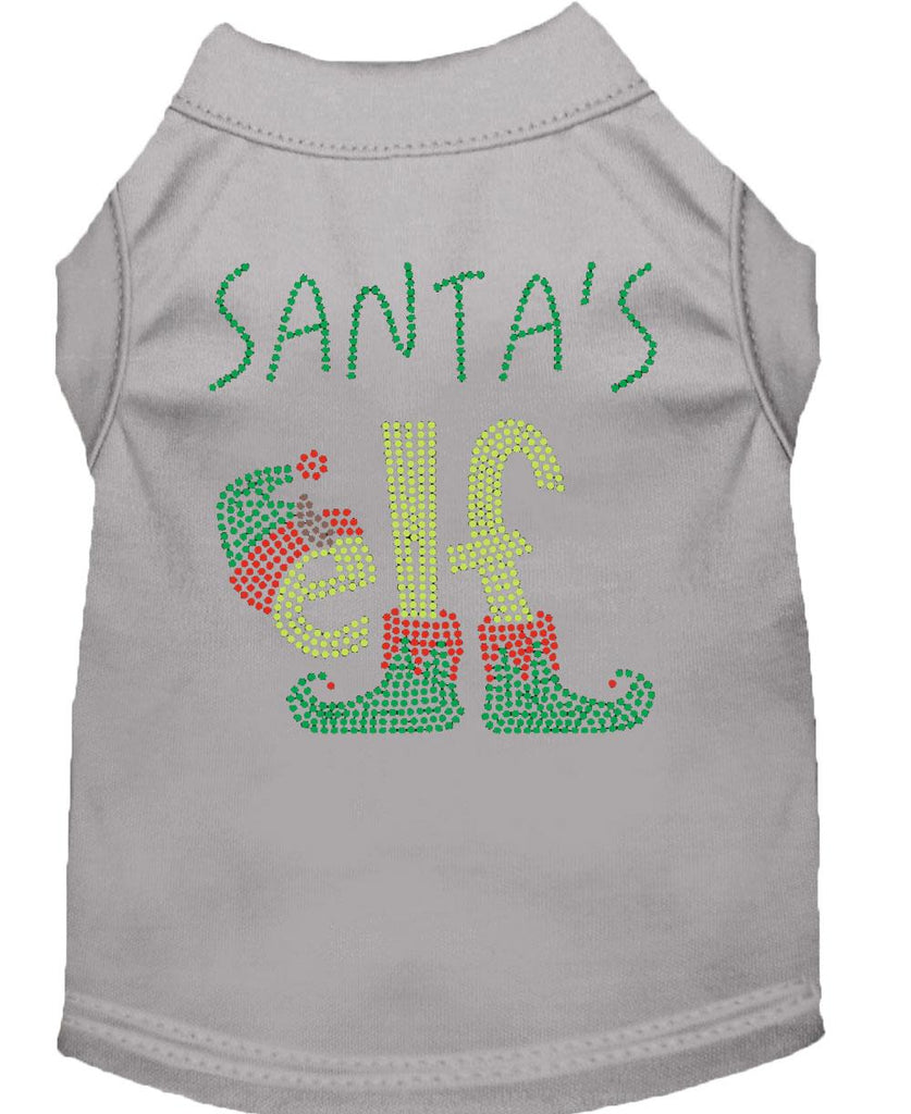 Santa's Elf Rhinestone Dog Shirt Grey Xs (8)