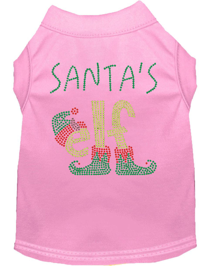 Santa's Elf Rhinestone Dog Shirt Light Pink Xs (8)