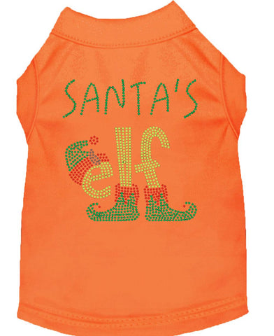 Santa's Elf Rhinestone Dog Shirt Orange Xs (8)