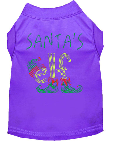 Santa's Elf Rhinestone Dog Shirt Purple Lg (14)