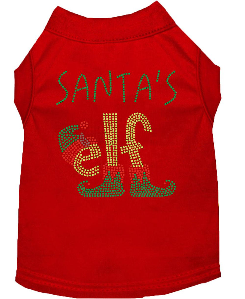 Santa's Elf Rhinestone Dog Shirt Red Xs (8)