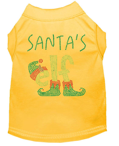 Santa's Elf Rhinestone Dog Shirt Yellow Med (12)