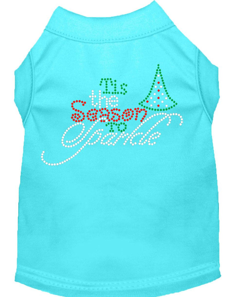 Tis The Season To Sparkle Rhinestone Dog Shirt Aqua Xxxl (20)