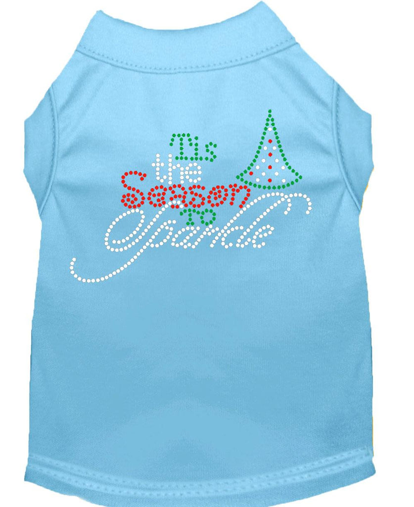 Tis The Season To Sparkle Rhinestone Dog Shirt Baby Blue Med (12)