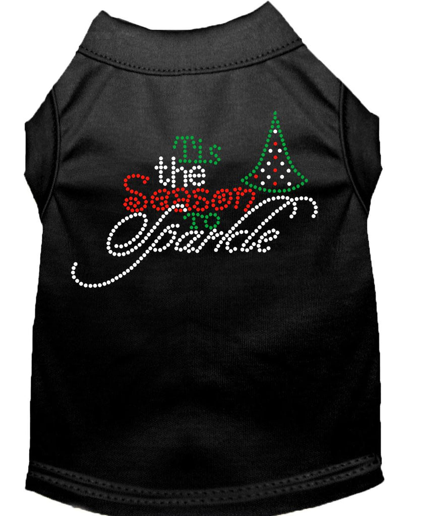 Tis The Season To Sparkle Rhinestone Dog Shirt Black Lg (14)