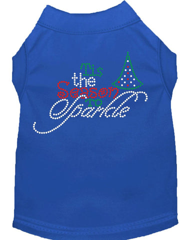 Tis The Season To Sparkle Rhinestone Dog Shirt Blue Med (12)